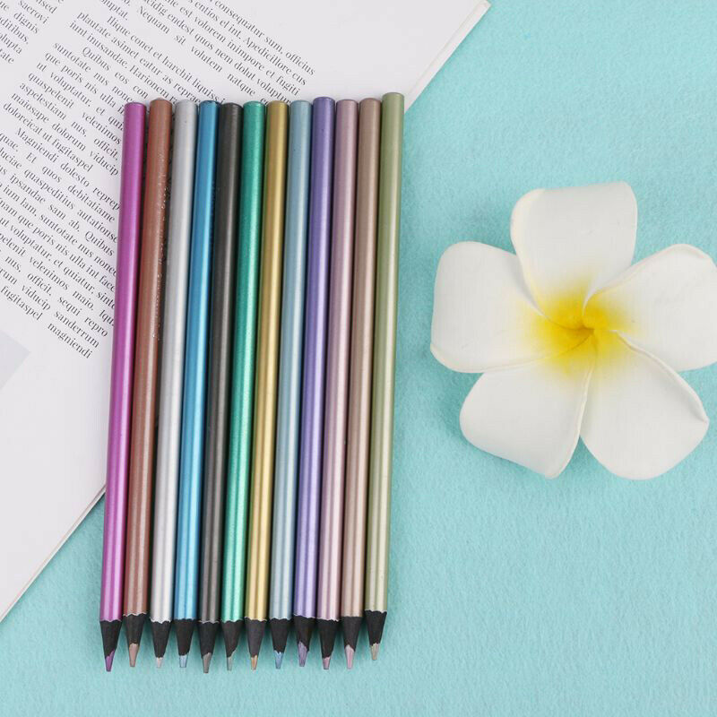 12Pcs Metallic Non-Toxic Colored Drawing Pencils Drawing Sketching PencilBDAU