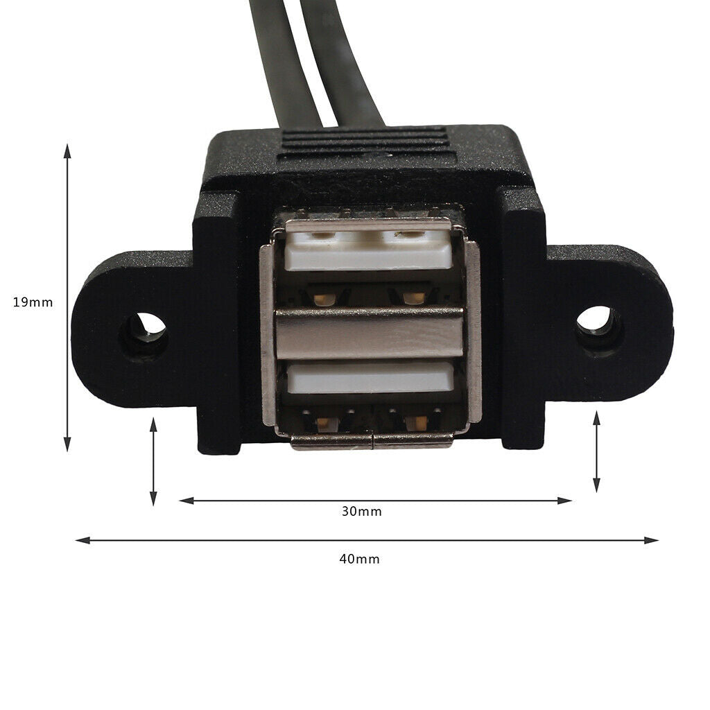 30cm Cm Double USB2.0 Male-Female Extension Cable With Fixed Orifice