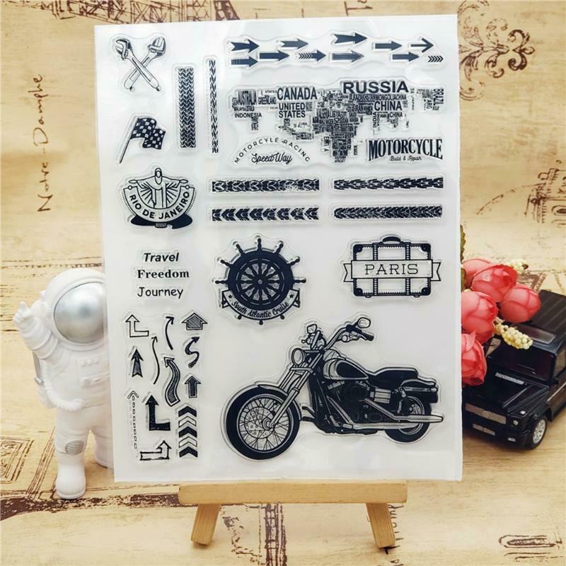 Motorcycle Travel Silicone Clear Seal Stamp DIY Scrapbooking Embossing Photo
