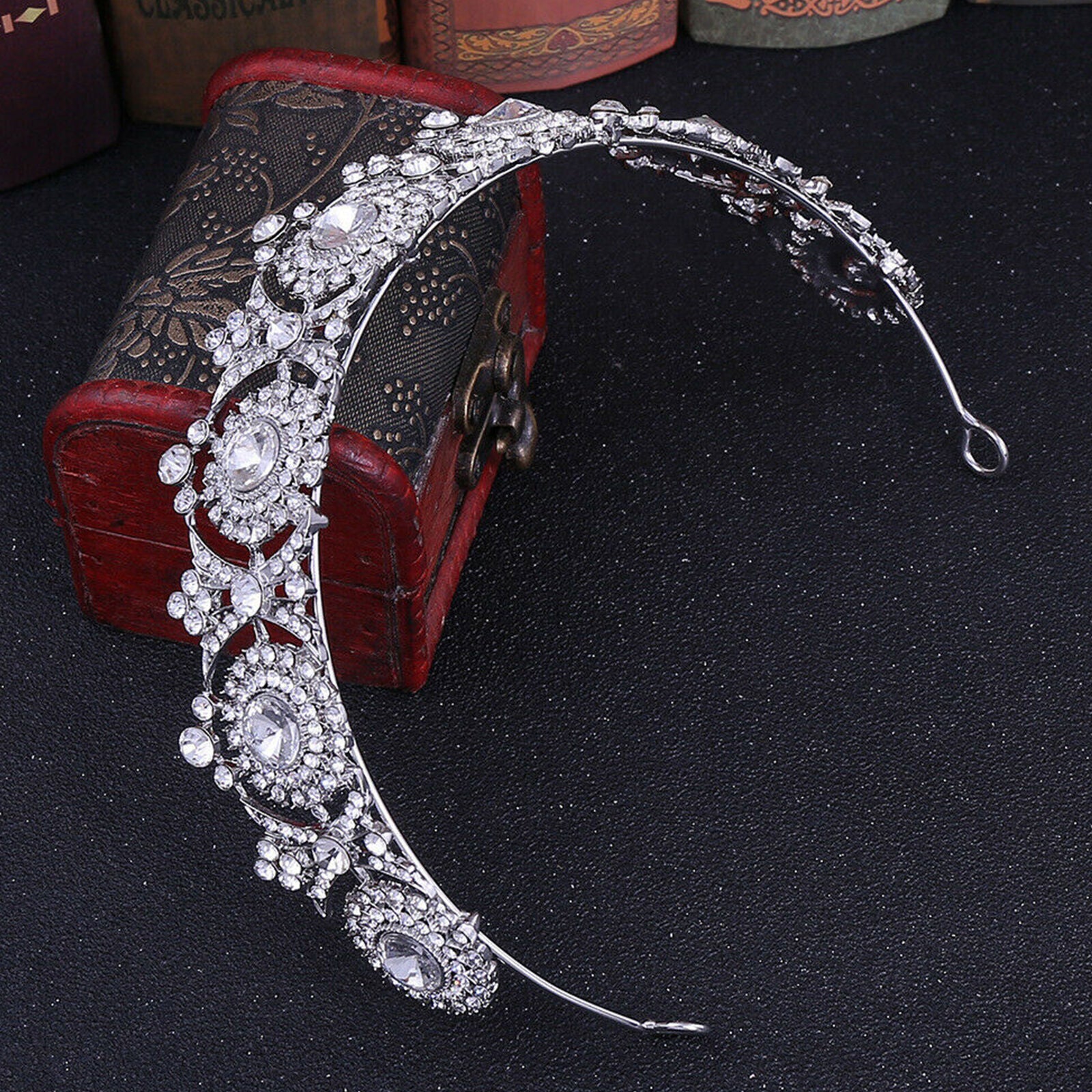 3.2cm High Crystal Tiara Crown Wedding Bridal Party Pageant Prom