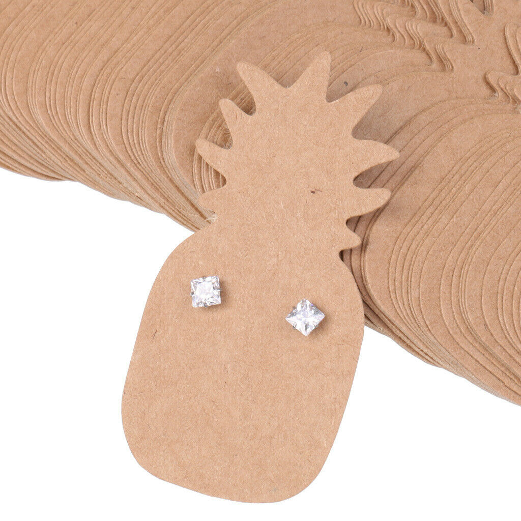 100pcs/Set Kraft Paper Cute Pineapple Earring Display Tags Jewellery Cards