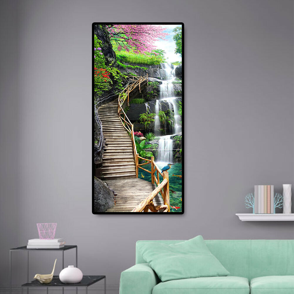 Waterfall Trestle Diamond Painting 5D DIY Full Round Drill Embroidery Craft @