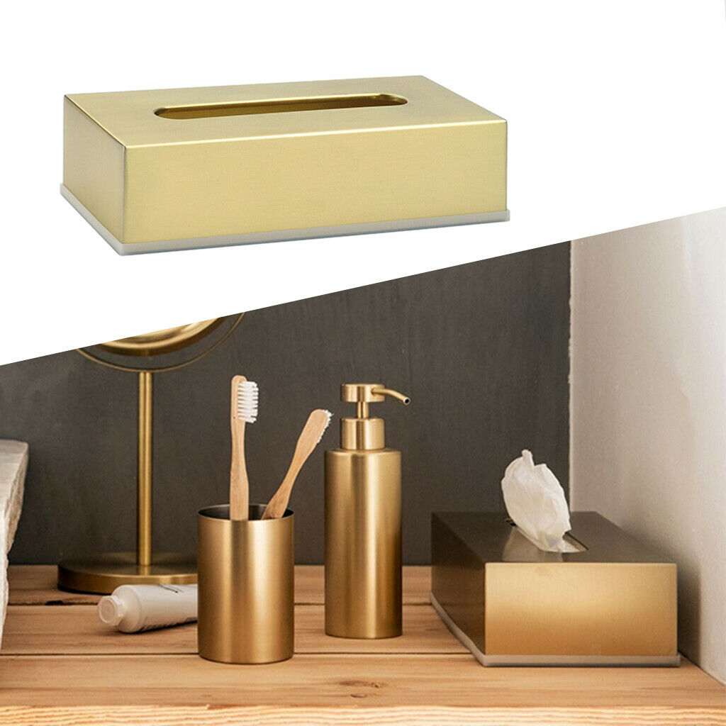 Rectangular Stainless Steel Tissue Box Stylish Paper Container Night Stand