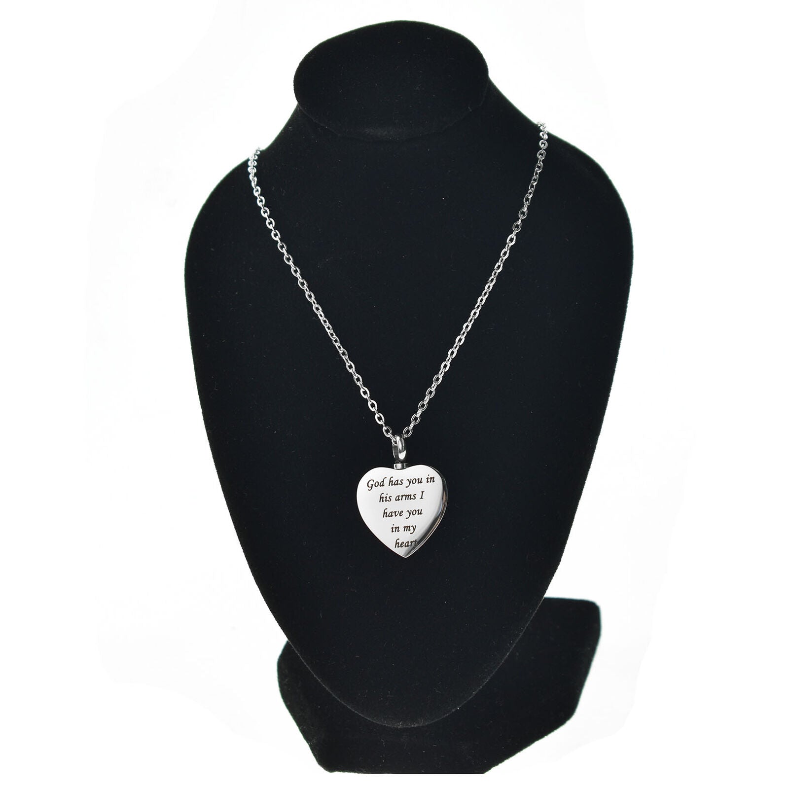 Fashion Unisex New God has You in his Arms Heart Cremation Urn Ashes Necklace