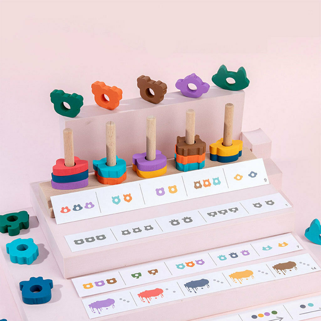 Wooden Toys Wooden Block Toys Five sets of pillars for