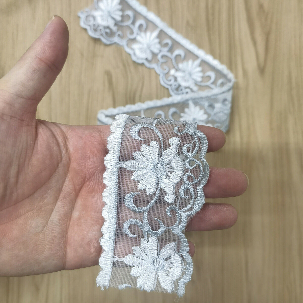 2 Yards Lace Trim Embroidery Flower Sew  Applique Wedding Dress DIY Craft  5.5CM