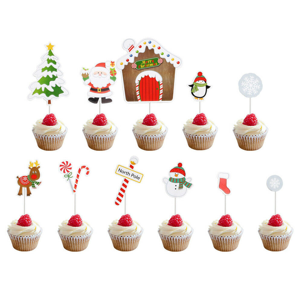 Christmas Confetti Balloons Set Santa Deer Flag Cake Topper Party Baby Shower