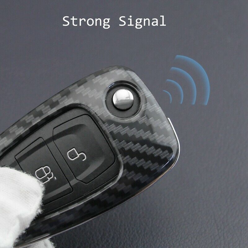 for Ford Focus 2012-2018 Car Carbon Fiber Smart Key Cover Case with Key Chain J4