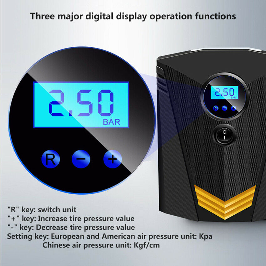 Portable Car Bike Air Compressor DC 12V Digital Tire Inflator Air Pump Auto