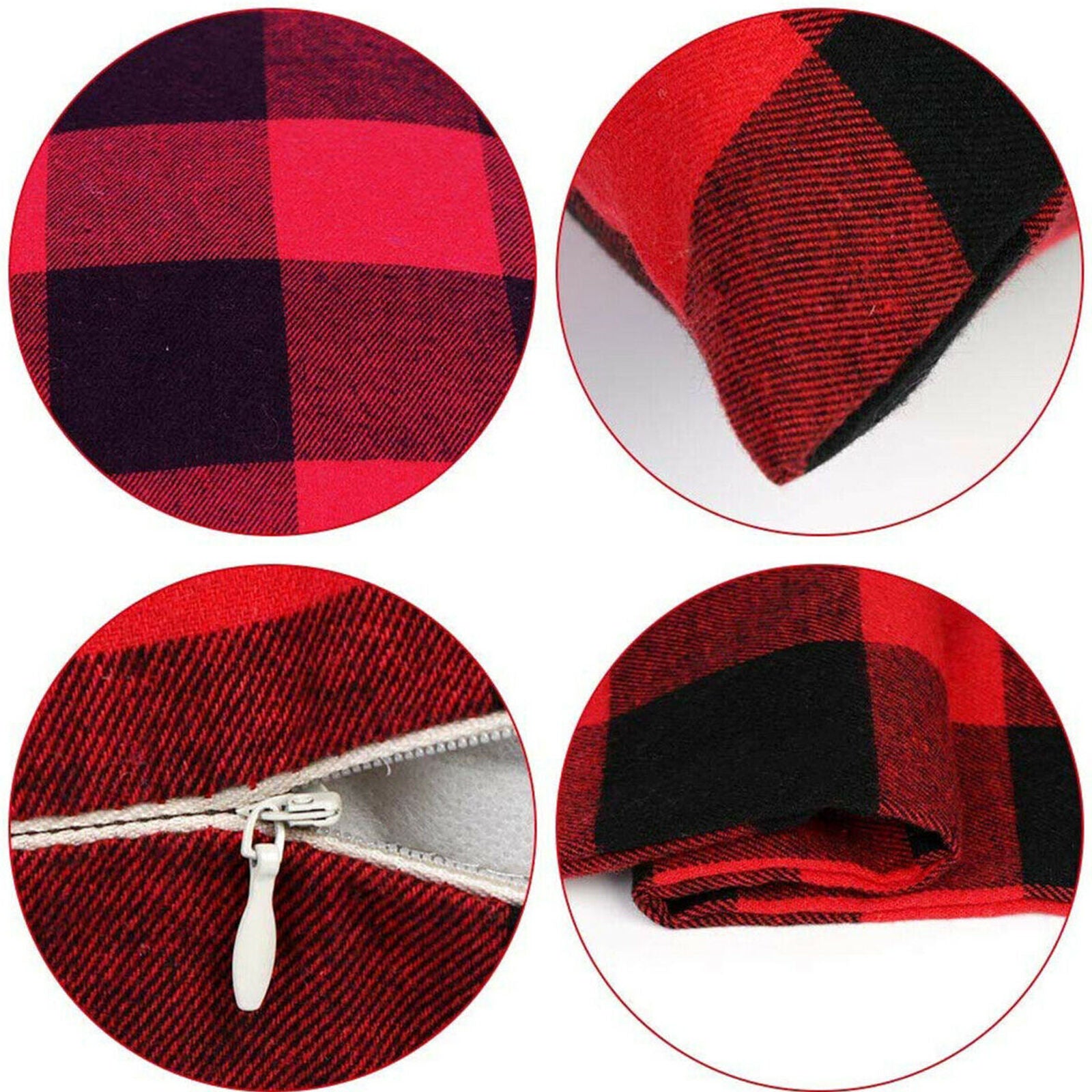 2X Throw Pillow Cover Red Black Buffalo Check Plaid Home Decor Cushion Sofa Case