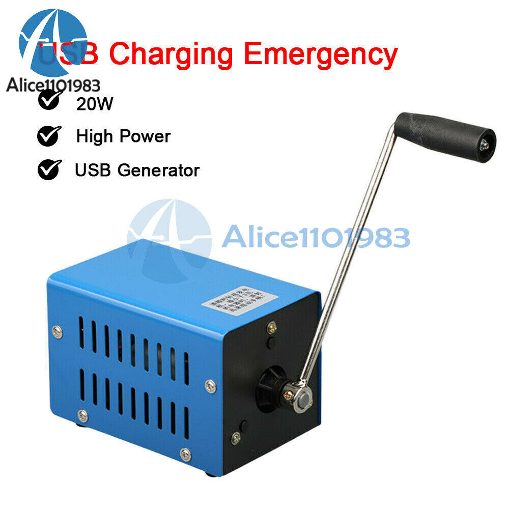 20W Portable Hand Crank Emergency High Power Generator Electric USB Charger