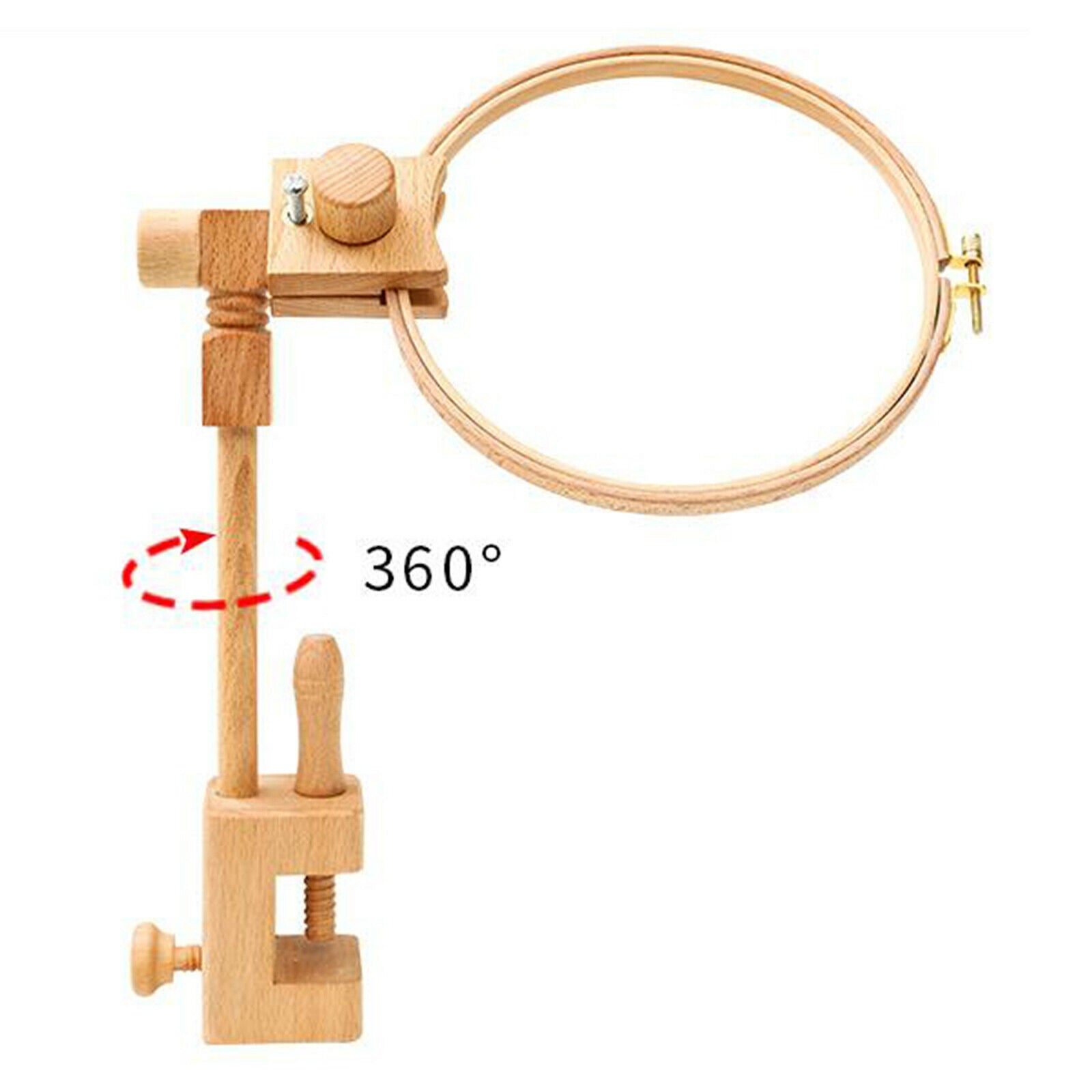 Natural Wooden Embroidery Hoop Stand Desktop Cross Stitch Frame Sewing Tools
