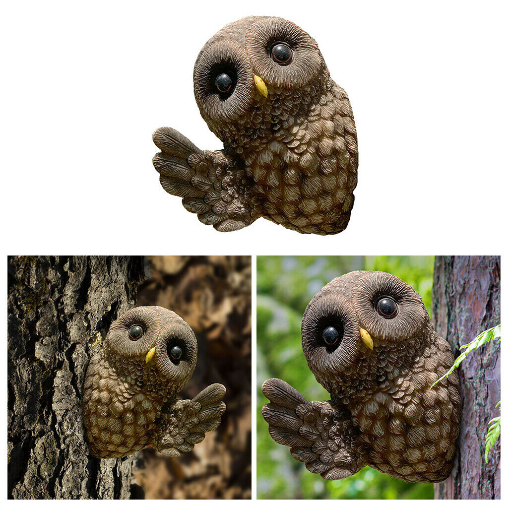Owl Tree Hugger Garden Peeker Statues Gardening Decoration Decor Yard Art