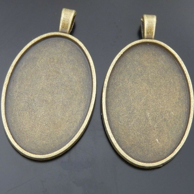 Inner 30x20mm Bronze Alloy Oval Base Settings 10pcs Bezel Frame Pendant Findings