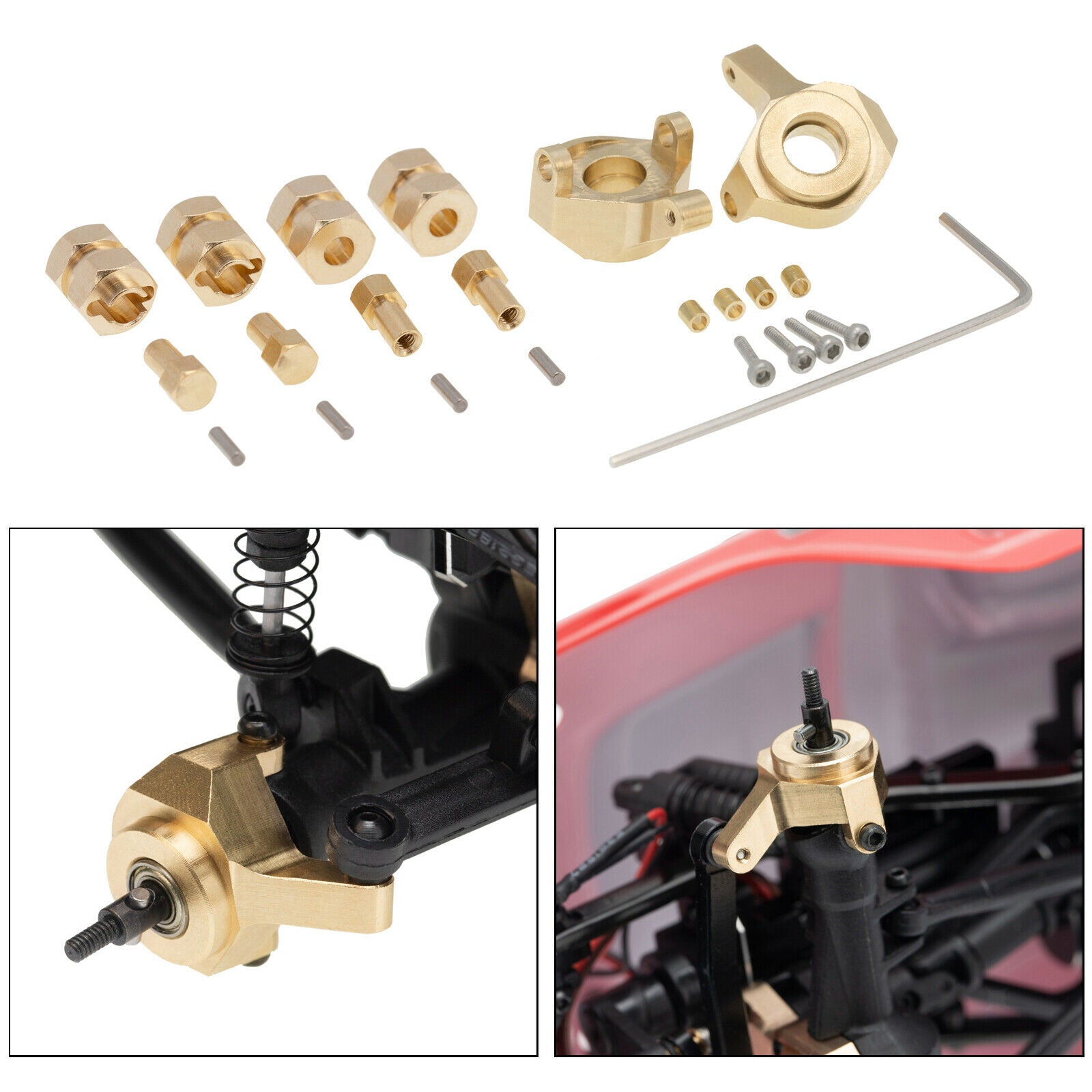 Brass Steering Knuckle Wheel Hub Hex Adapter for Axial SCX24 1/24 Parts