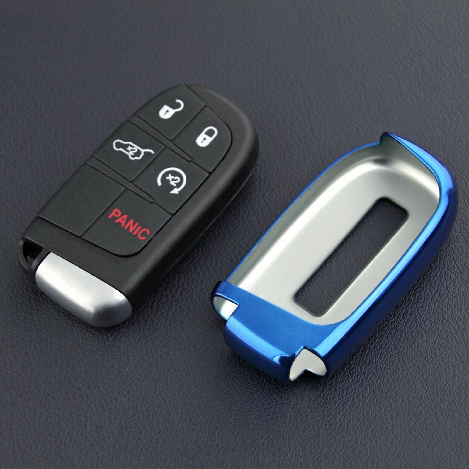 For Jeep Dodge Chrysler Car Key Fob Case Cover Chain Ring Accessories