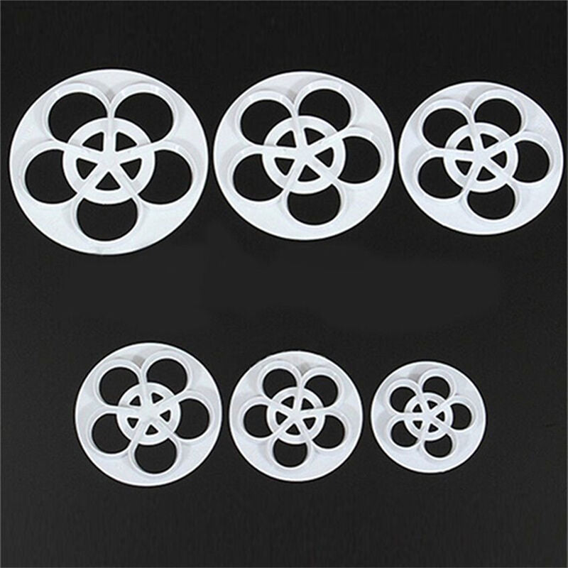 6x Fondant Cake Sugar Craft Decor Cookie Rose Flower Mold Gum Paste Cutte.l8
