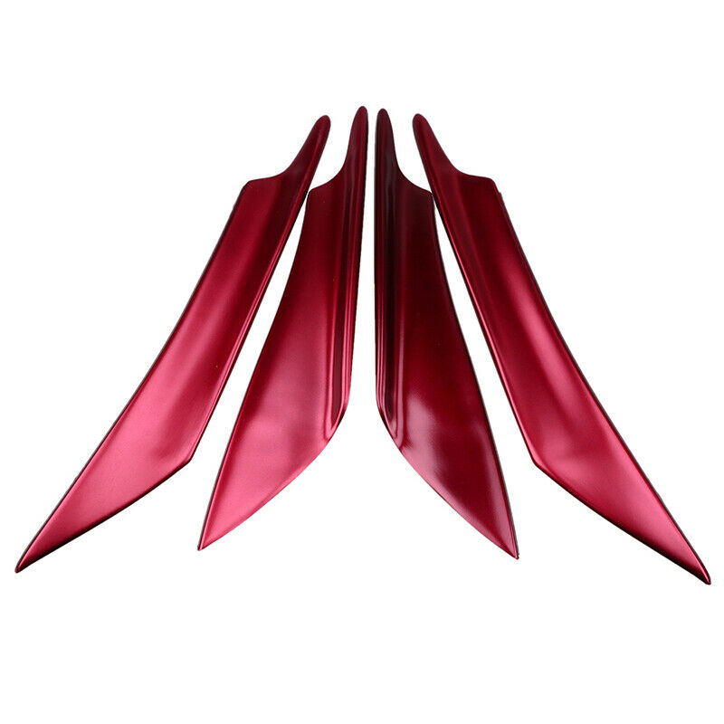 ABS Universal Car Front Bumper Lip Splitter Fins Body Spoiler Canards Red 4x