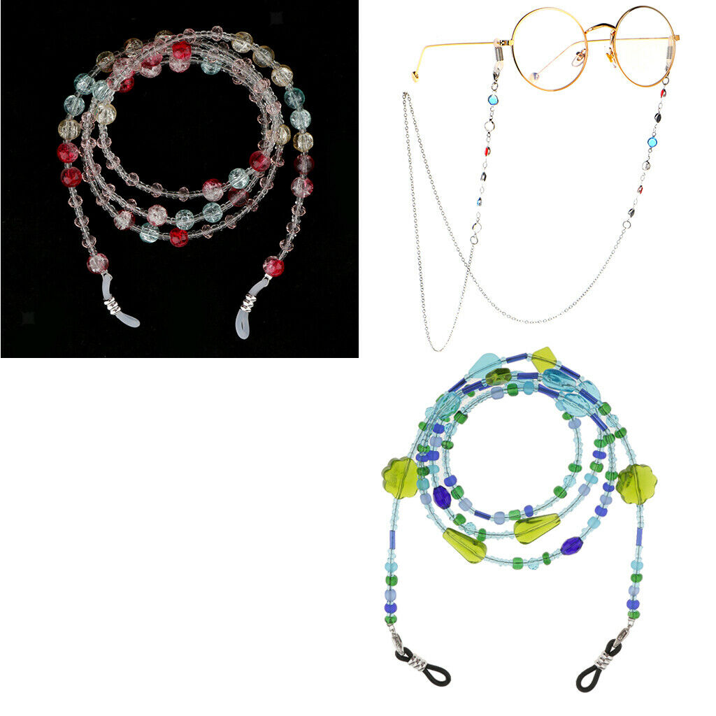 3pcs Eyeglass Sunglasses Cord Holder Necklace Neck Strap Chain Retainers