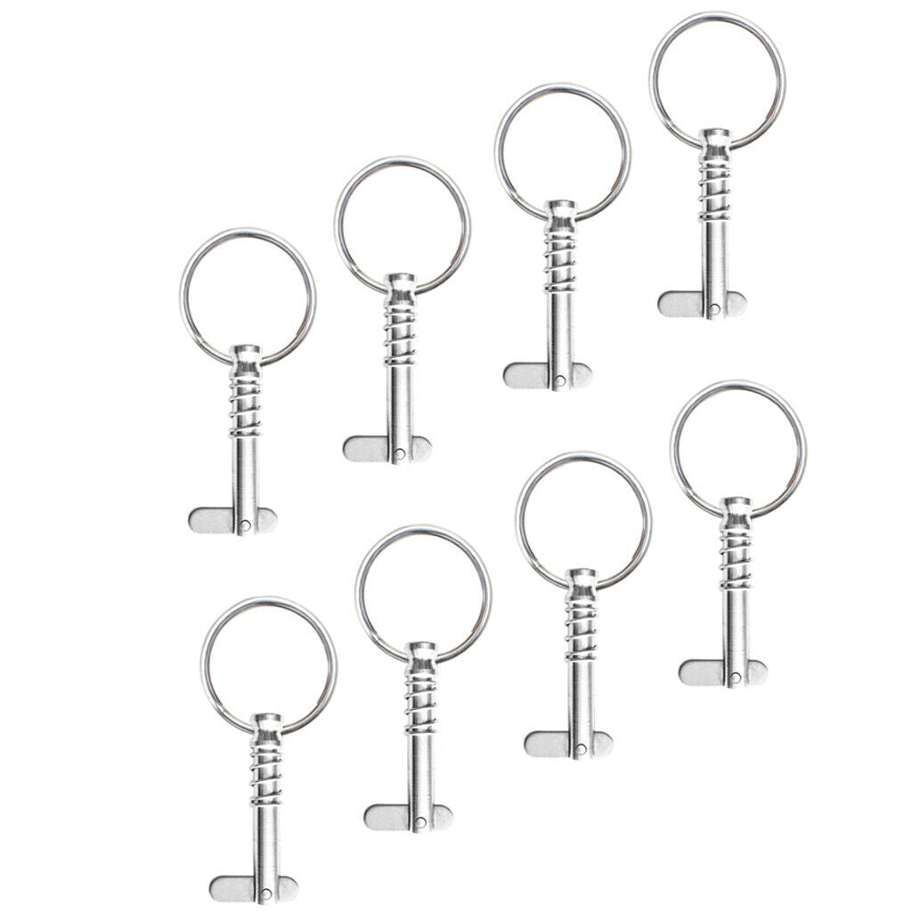 8 Pieces Pins 1/4" & Pull Ring for Boat Bimini Top Boat Fitting Hardware