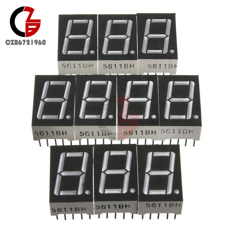10PCS Red 7 Segment 1 Bit 0.5" LED Display Digital Tube Common Anode
