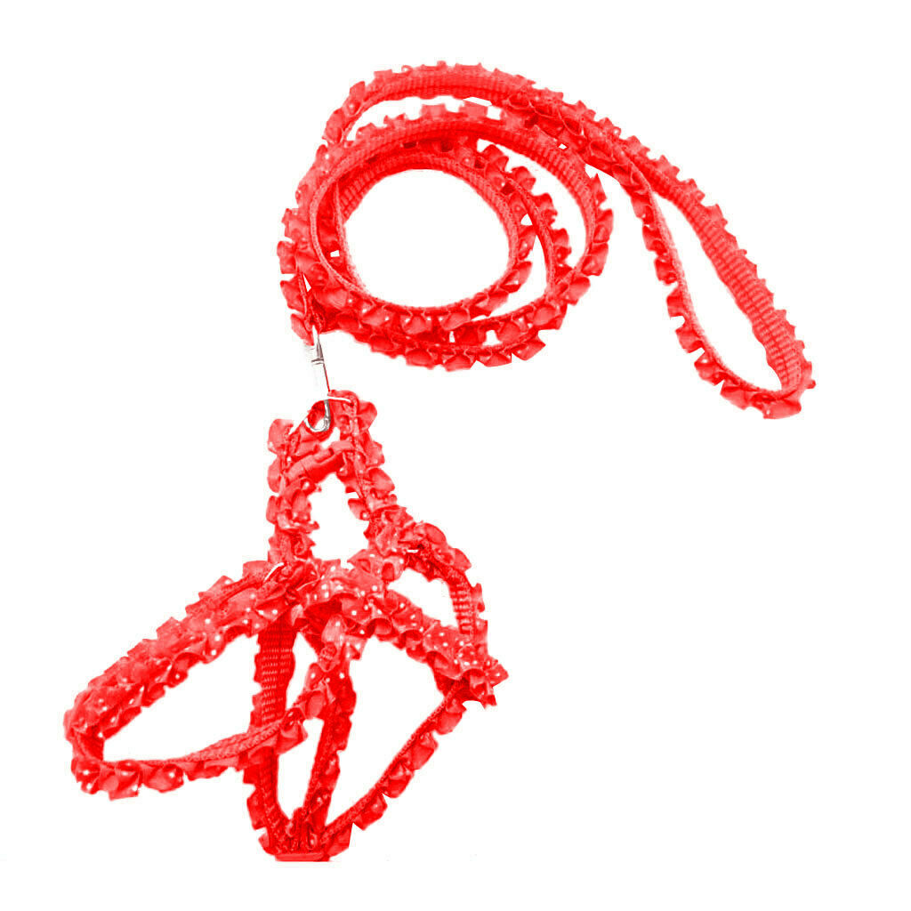 Adjustable Pet Dog Belt Nylon Lead Leash Collar Harness Safety Strap Red