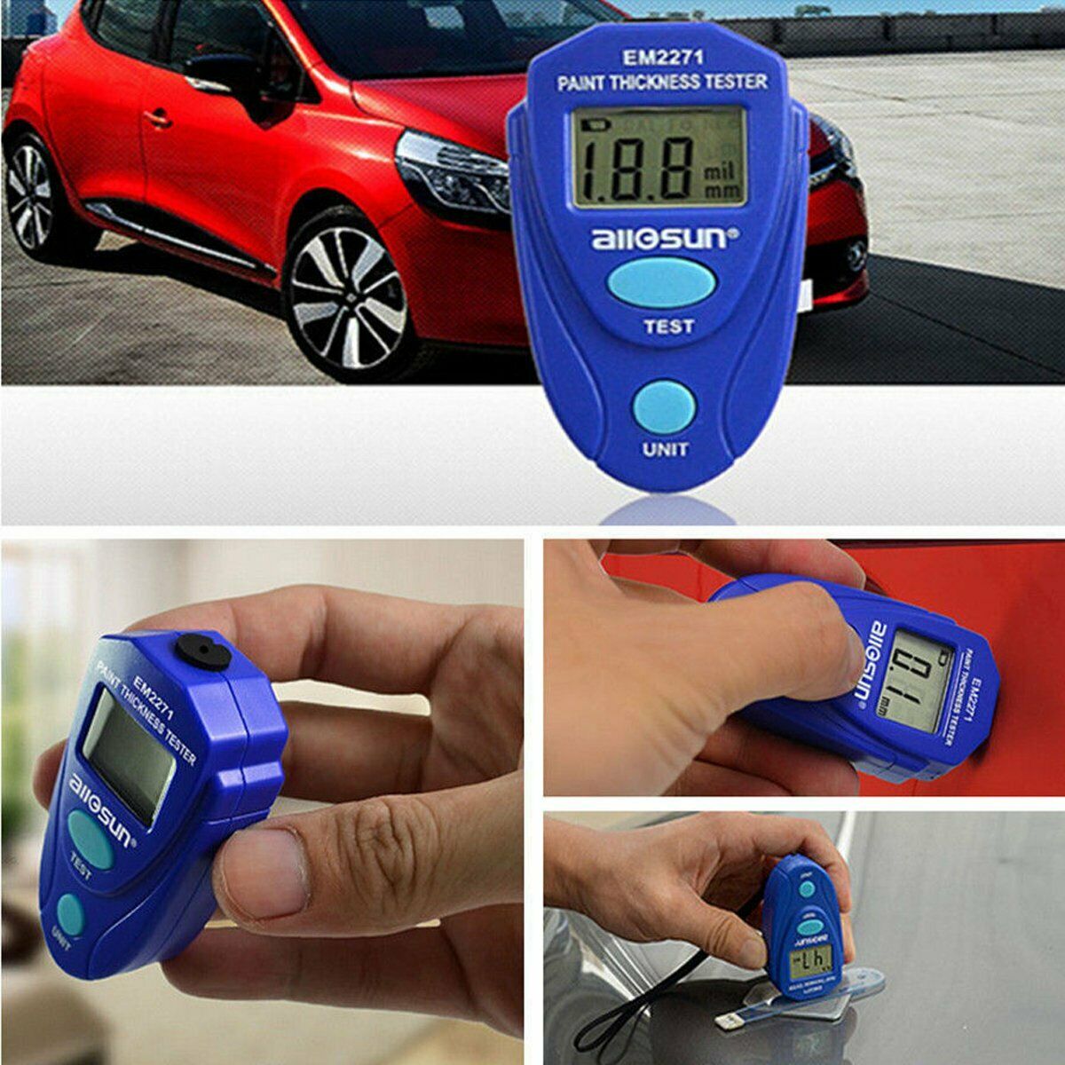 Car Digital LCD Coating Painting Measuring Paint Thickness Gauge Meter Tester