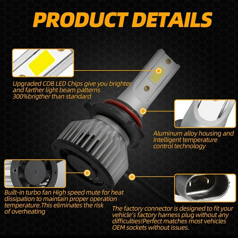 2Pairs 9005 9006 HB3 HB4 Combo LED Headlight Bulbs Kit High & Low Beam Bulb 60B2