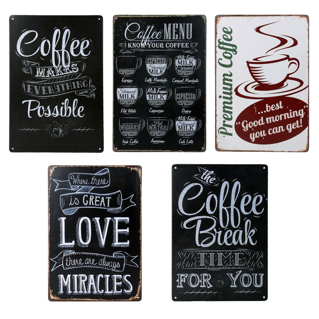 2pcs Tin Signs - Retro Style Metal Sign Decorative Wine Beer Coffee Iron Sheet