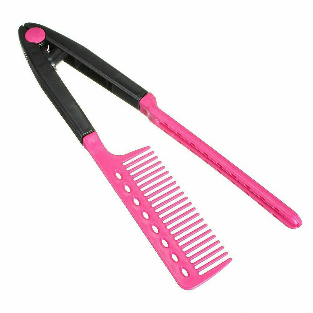 DIY Salon V Styling Hair Straightener Brush Straightening Comb Hairdress Tool~~