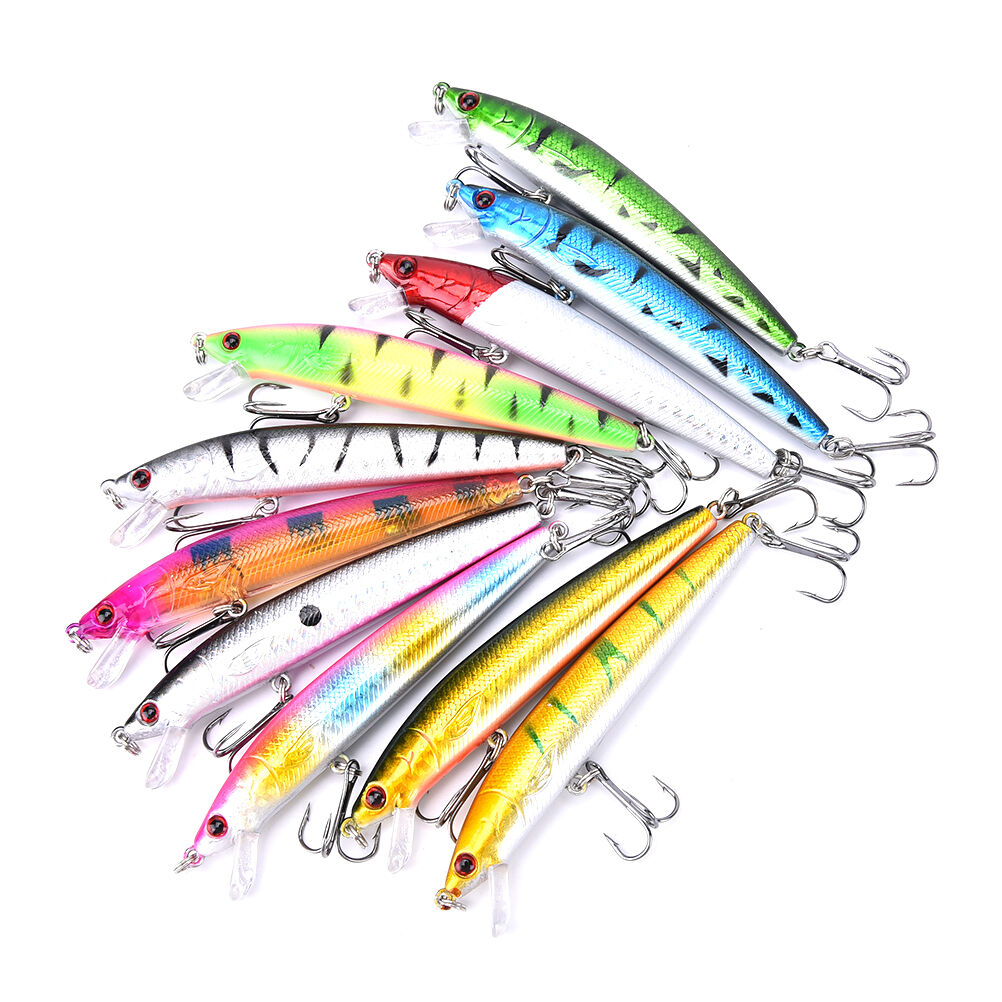 New 10pcs Kinds of Fishing Lures Crankbaits Hooks Minnow Baits Tackle Crank L SJ