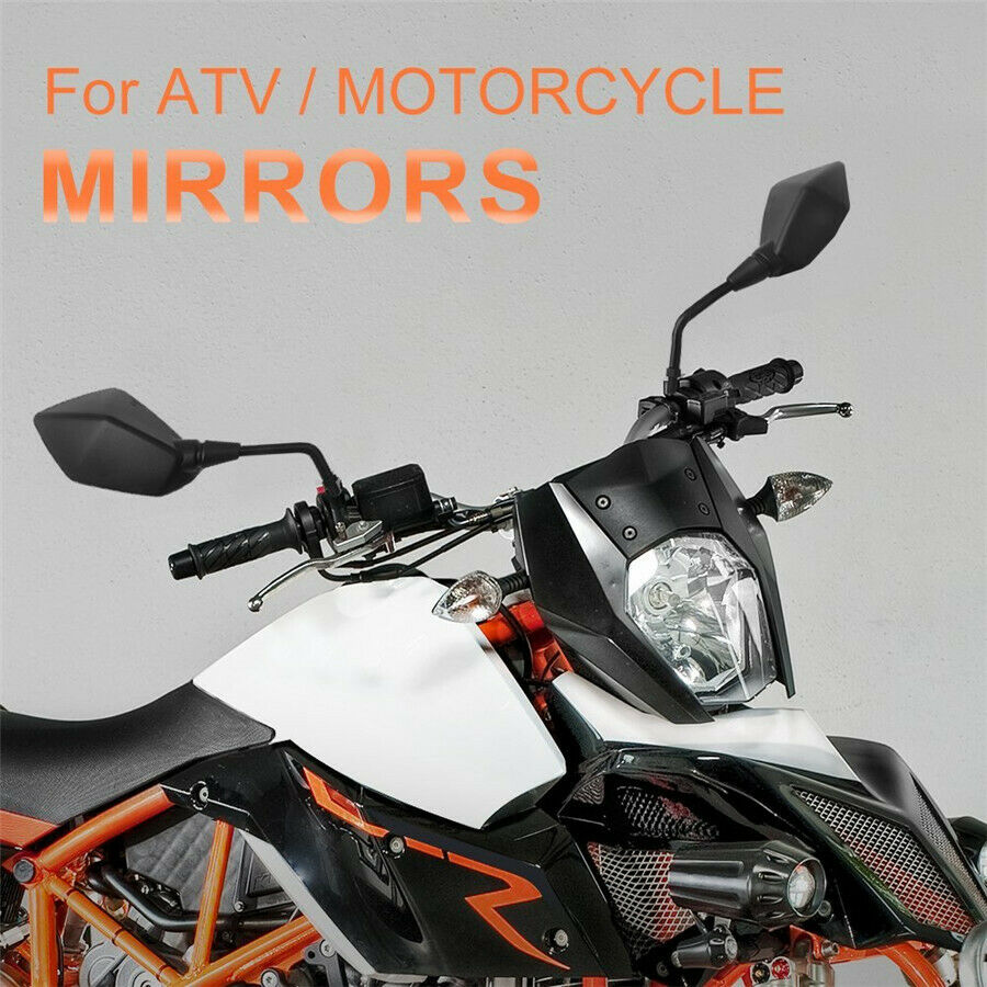 Pair Motorcycle Bike 360 rotated Rearview Dual Side Mirrors 10mm Black Universal