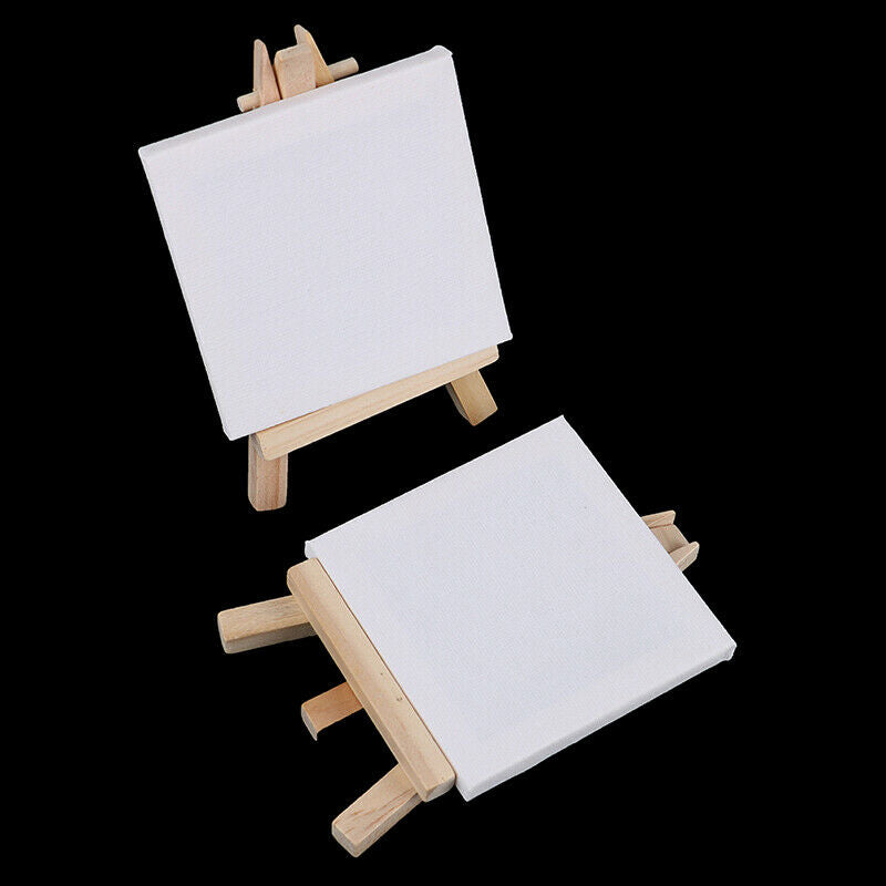 2Sets Artists Wooden Mini Easel Canvas Set Painting Craft DIY Drawing Home De DF