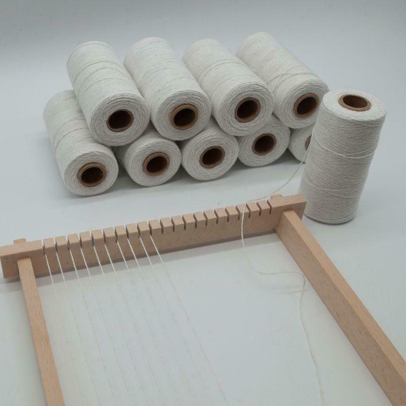 2 Roll 1mm White Pure Cotton Loom Warp Thread Yarn for Weaving Carpet Tapestry
