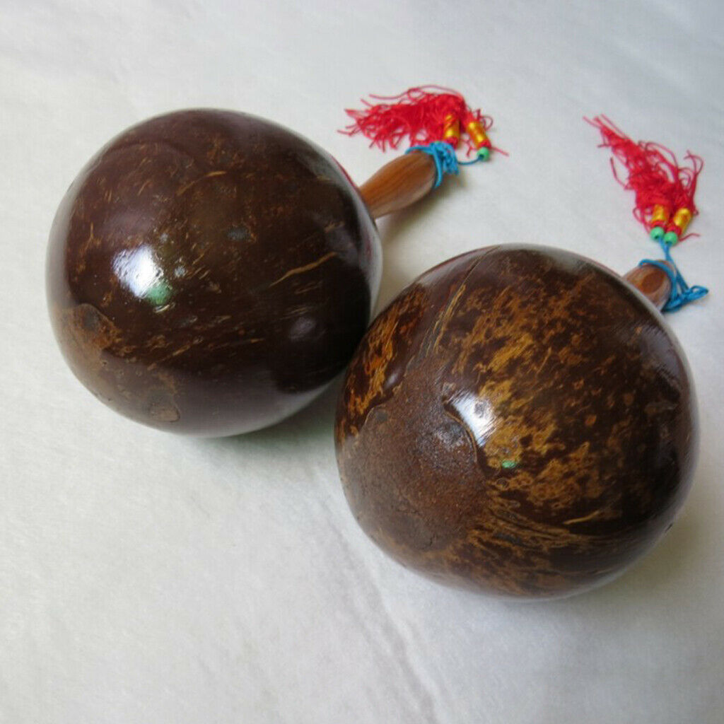 Fun Party Maracas Coconut Shell Wooden Painted Maraca Sand Shaker Hammer Rattle