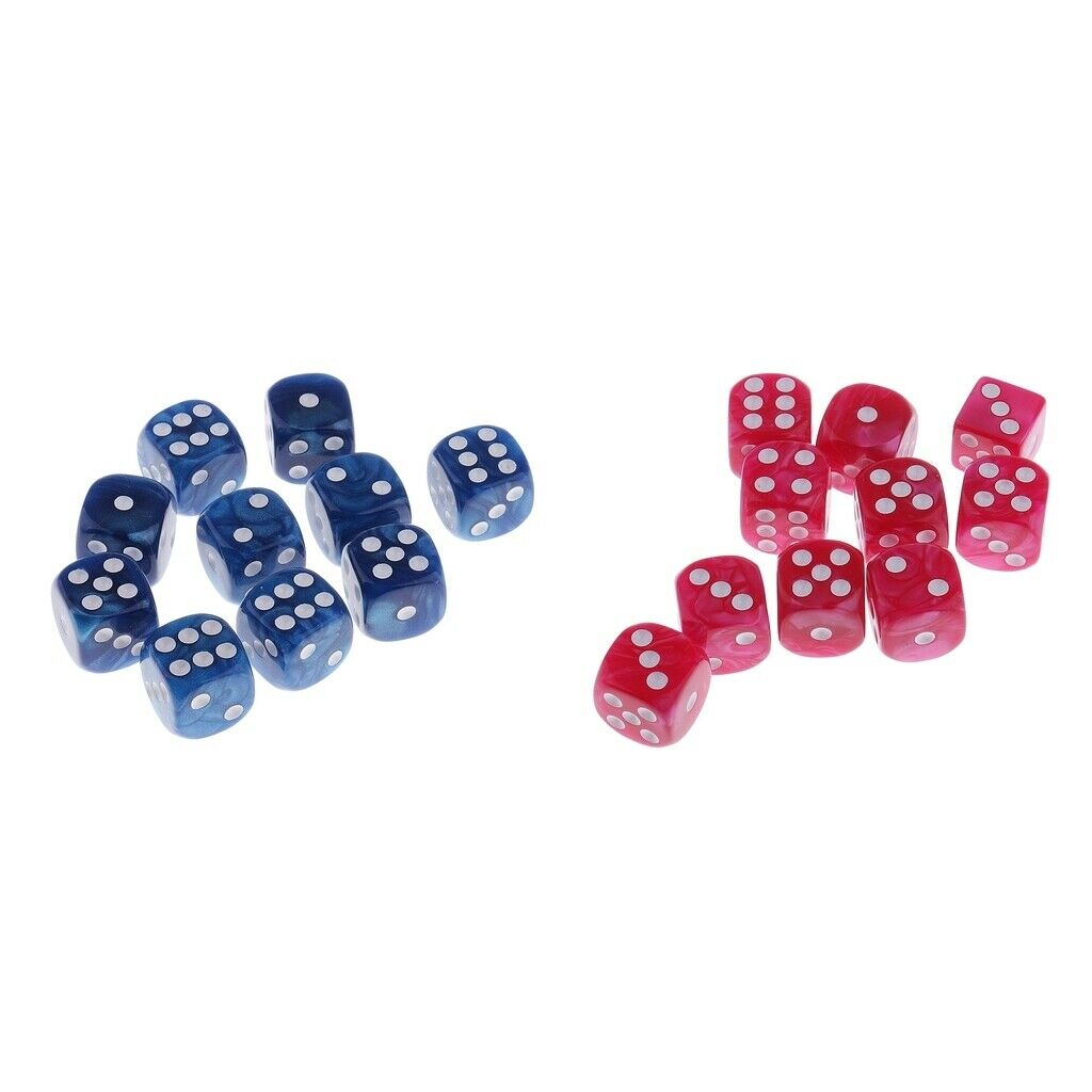 20pcs / Pack Opaque Beaded 6 Sided Dice Role Play Game Accessory Pink +
