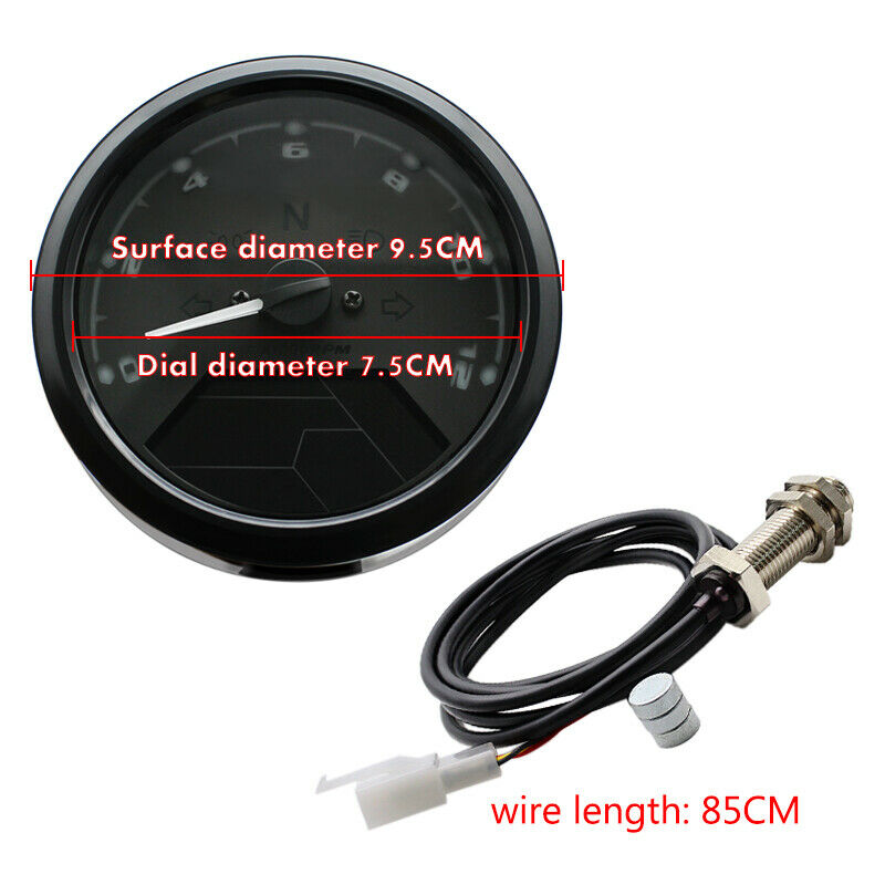 12000RPM LCD Digital Motorcycle Speedometer Tachometer  Cafe Racer moto Odometer