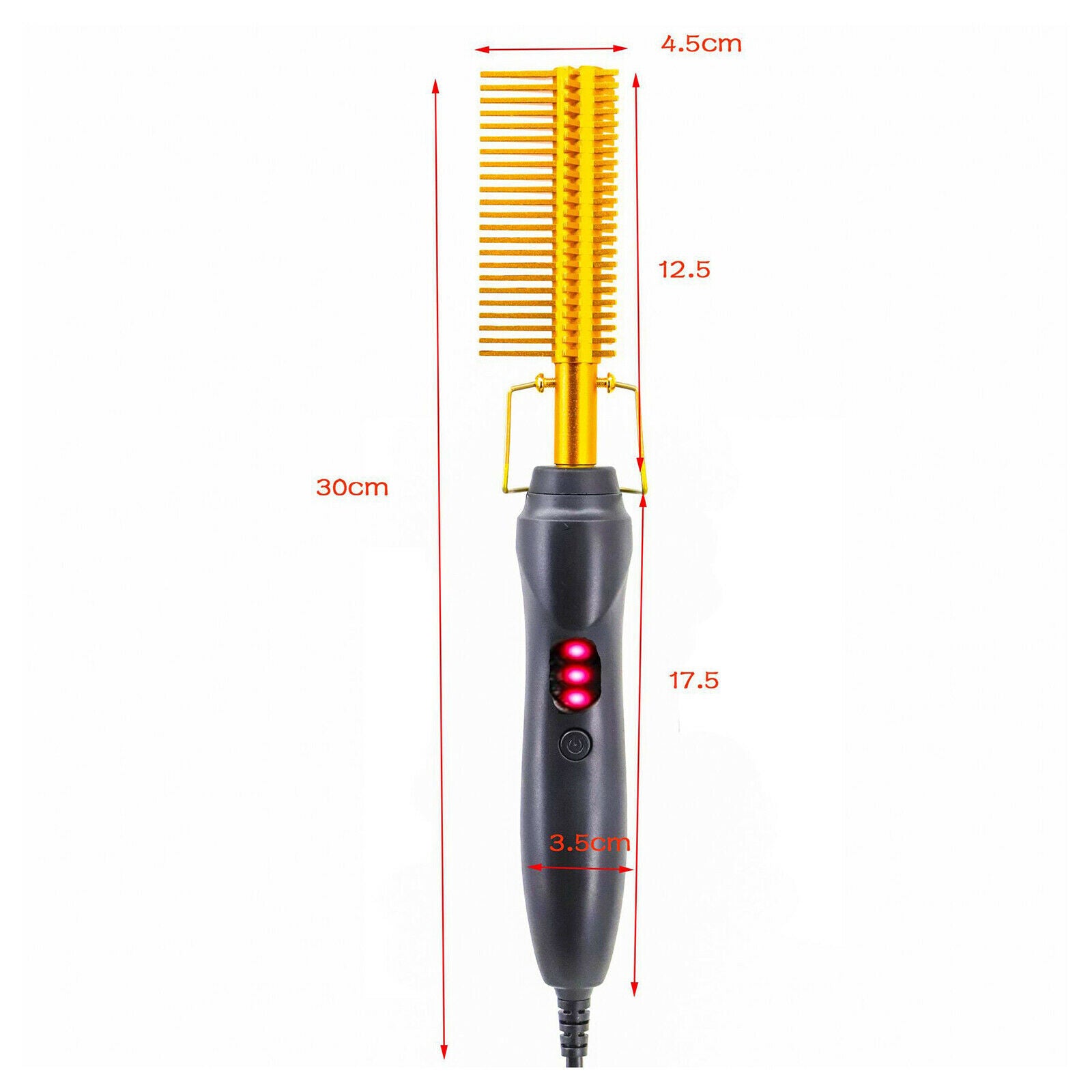 Hot Comb Curling Copper Hair Brush for Afro Hair Men Women UK Plug Golden