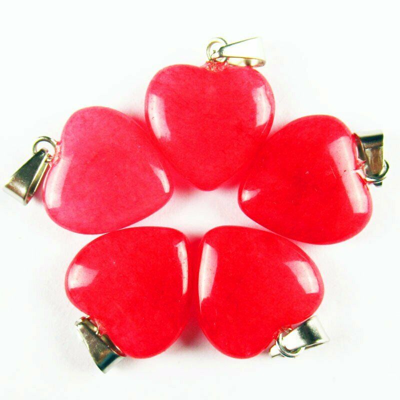 10pcs 18g 16x16x5mm A+ Red Jade Heart Pendant Bead A-203SK