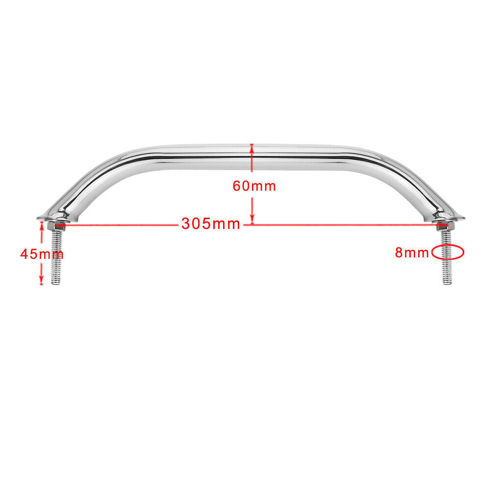 305mm Boat Stainless Steel Grab Handle Handrail Grip Polished for Bathroom .