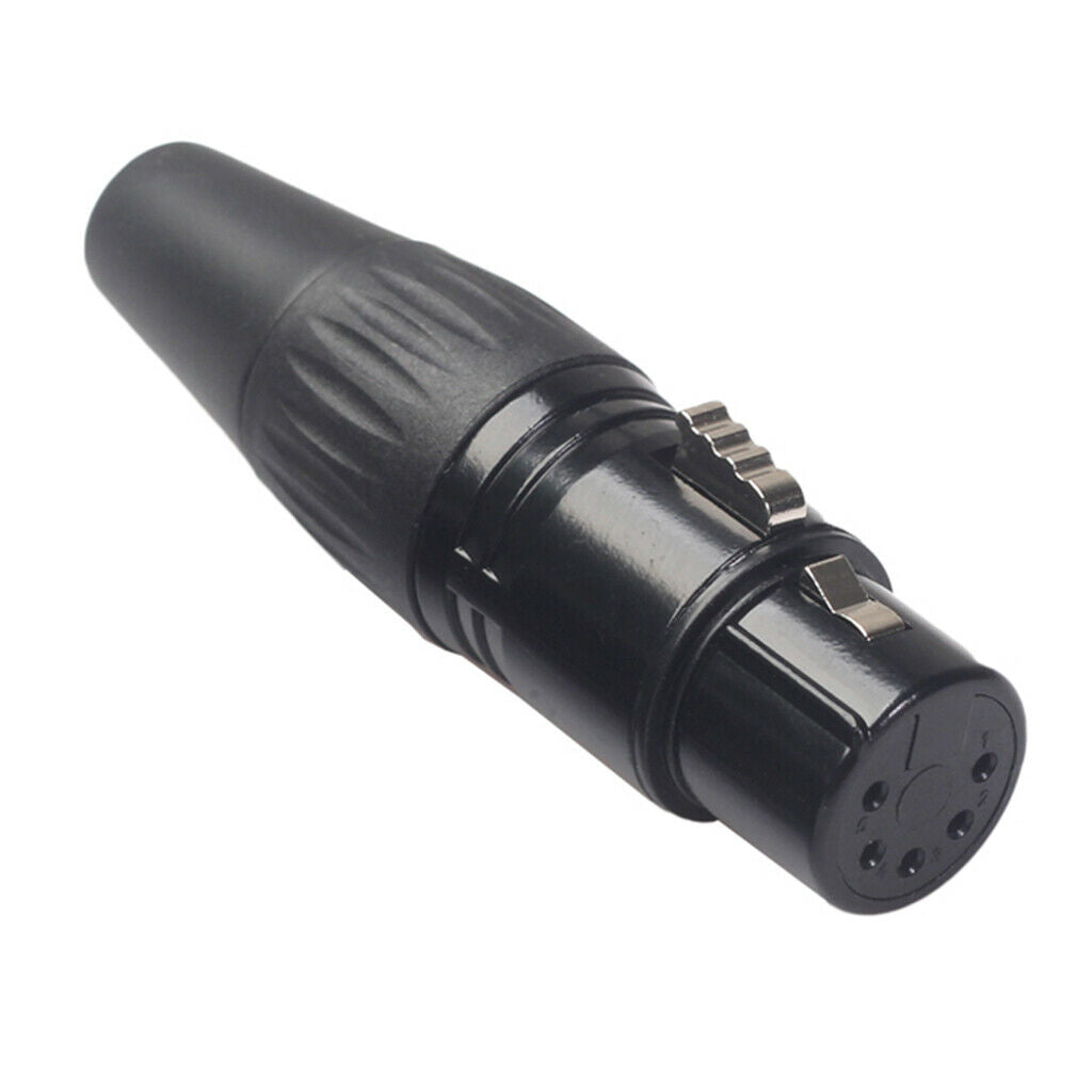 2Pcs Black 5 Pins Audio Video RCA Adapter Plug Microphone Audio Connector