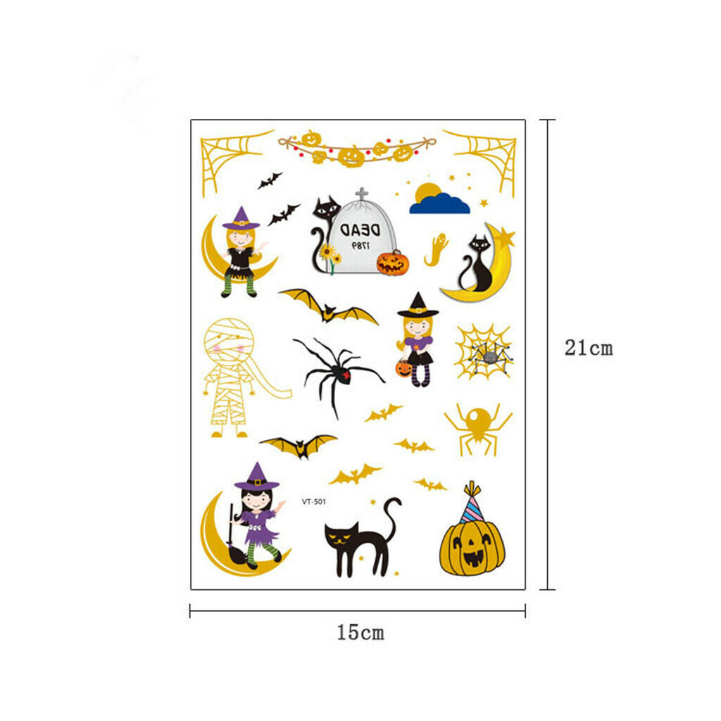 6 Pcs Halloween Temporary Tattoos Pumpkin Ghost for Class Hang Out Women