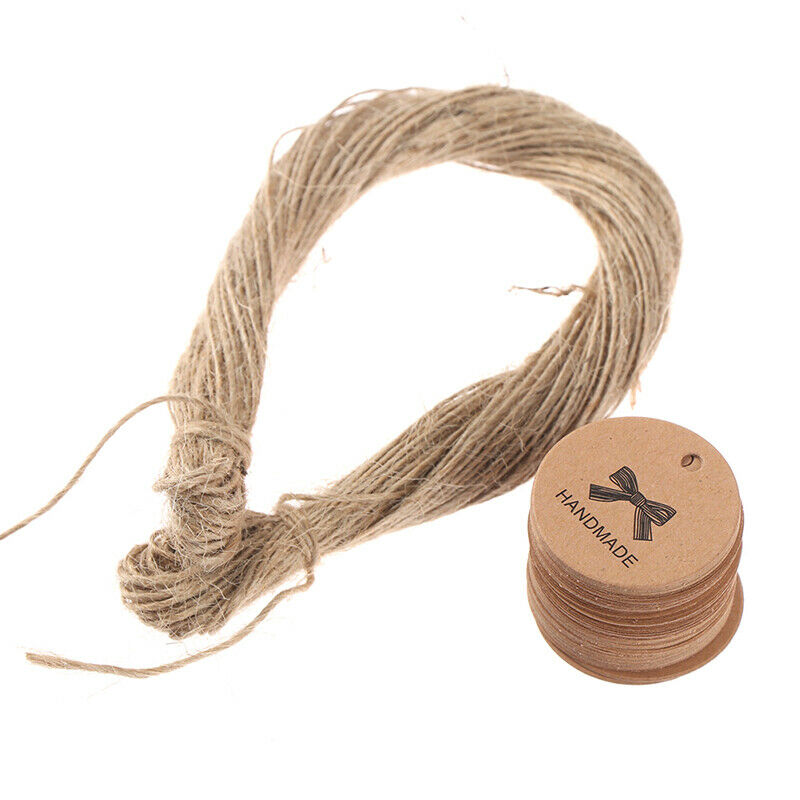 100pcs Bow pattern Kraft Paper Packaging Hang Tags label Wedding/Birthday Pa Rf