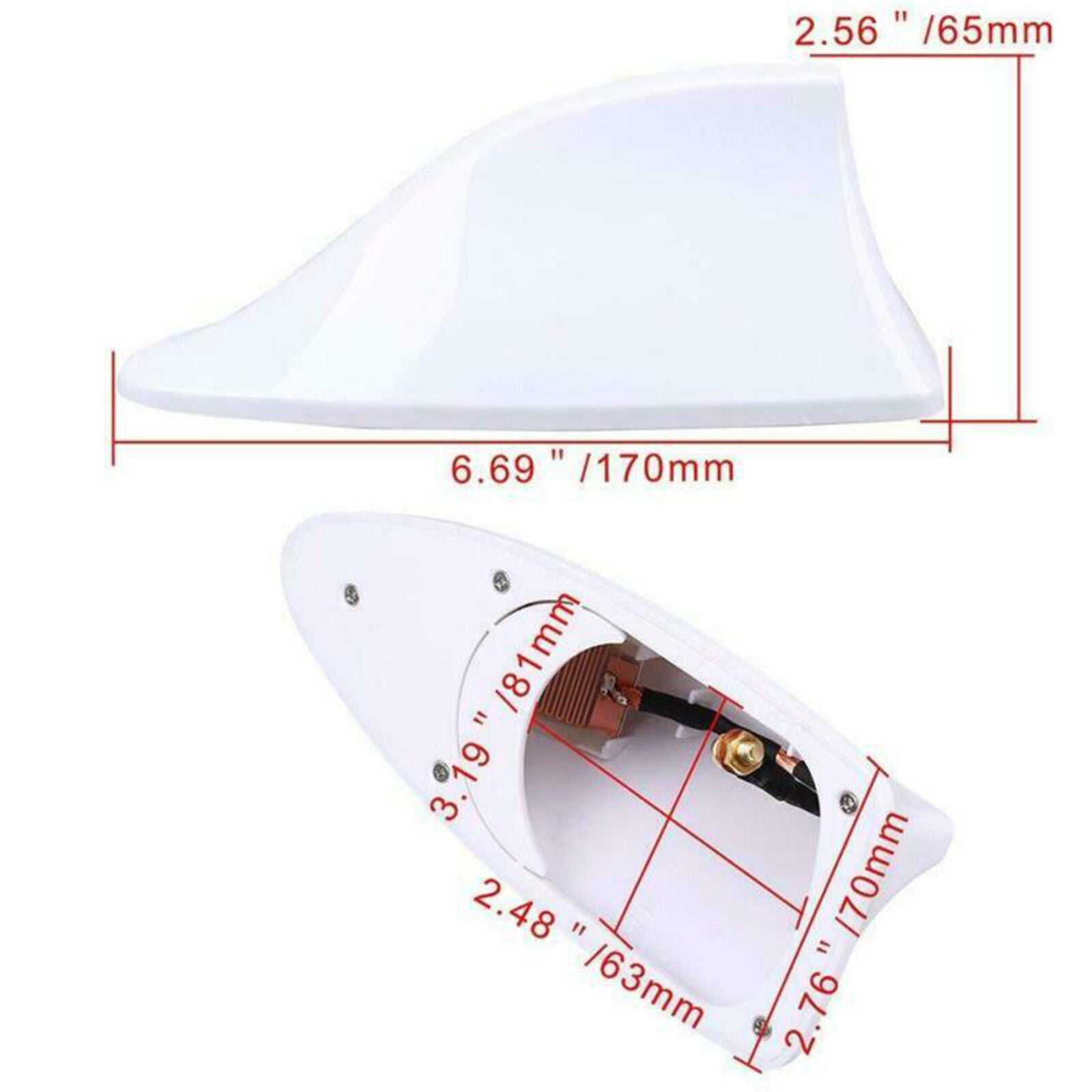 Car Universal Shark Fin Roof Antenna Aerial FM/AM Radio Signal White Decor Cover