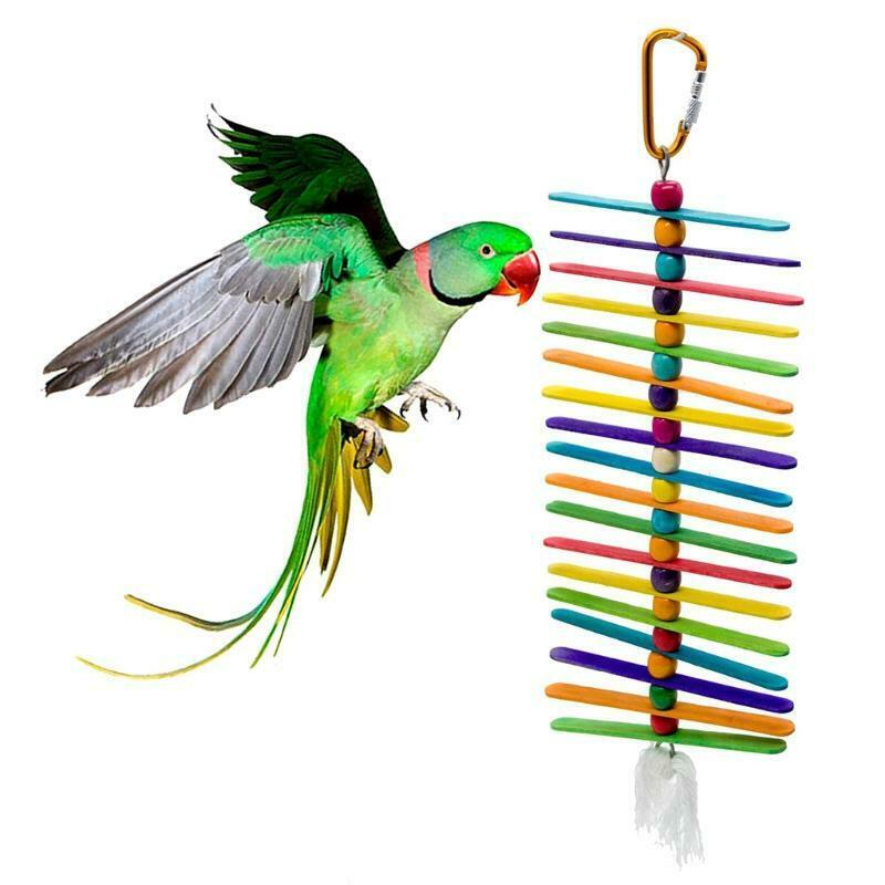 Parrots Toys 5Pcs Set Wooden Beads Perch Swing Platform Rattan Balls for Cage