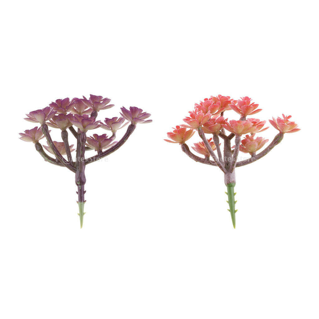 2 Pcs Artificial Succulent Plant Flower Cactus Home Decor Red
