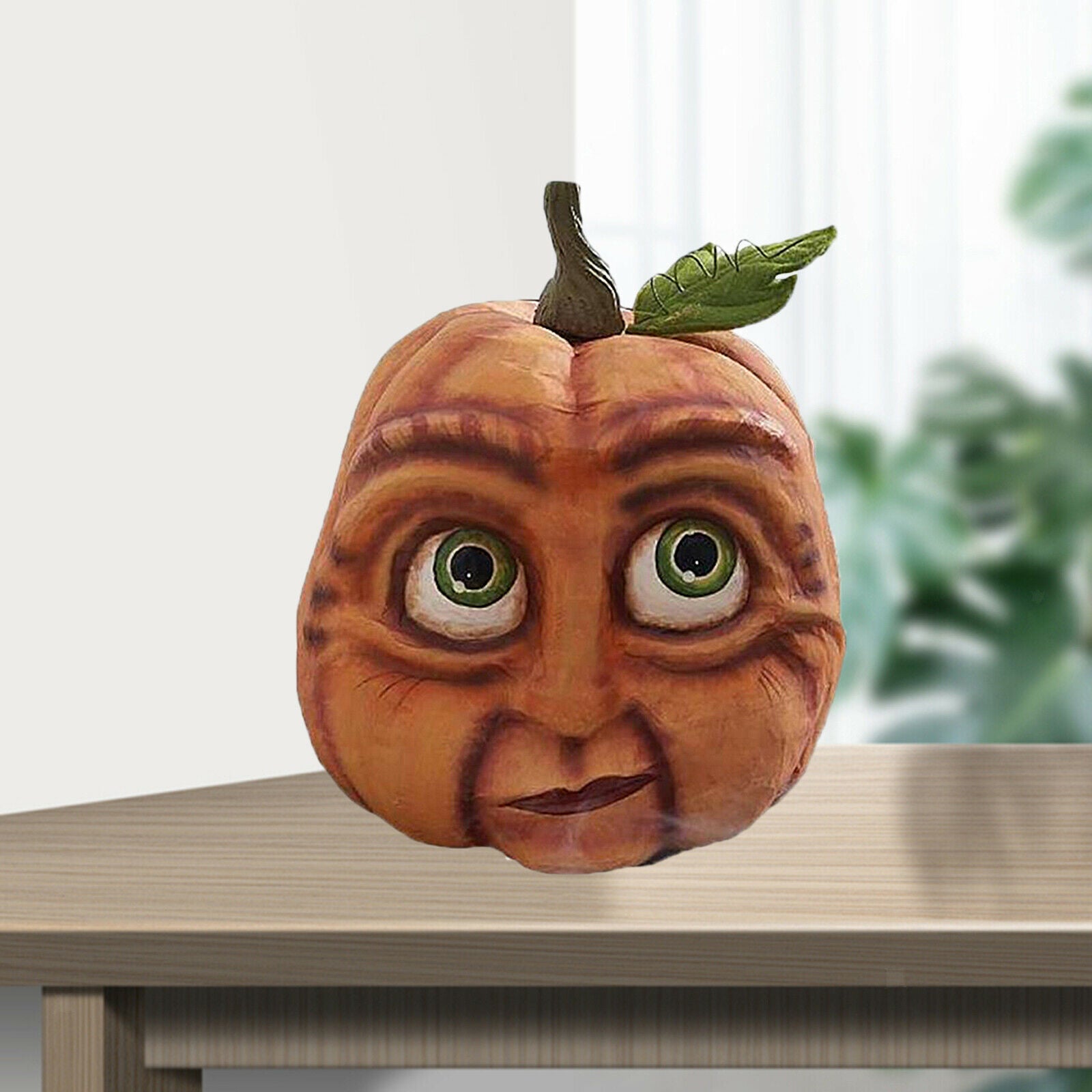 Halloween Expressive Big Eye Pumpkin Man Statue Ornament Home Garden Decor F