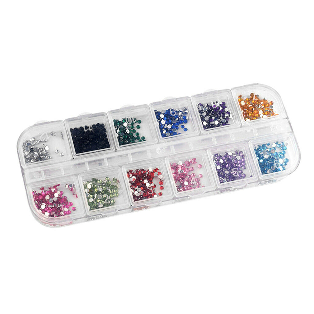Plastic 12 Blocks Combination Diamonds Ornaments Nail Art Rhinestones Crafts
