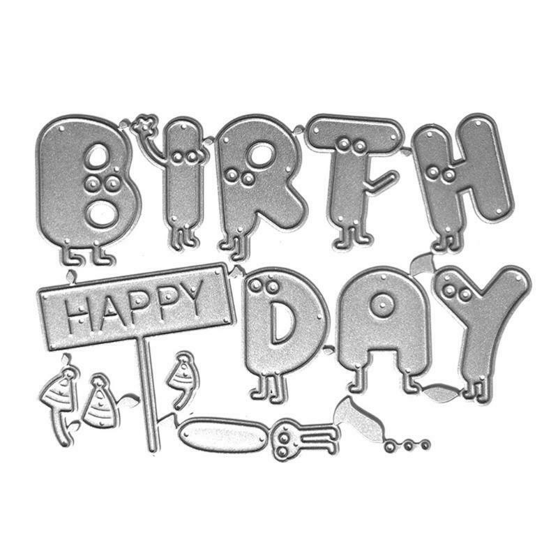 Cartoon Happy Birthday Carbon Steel Cutting Dies DIY Scrapbooking Photo Album