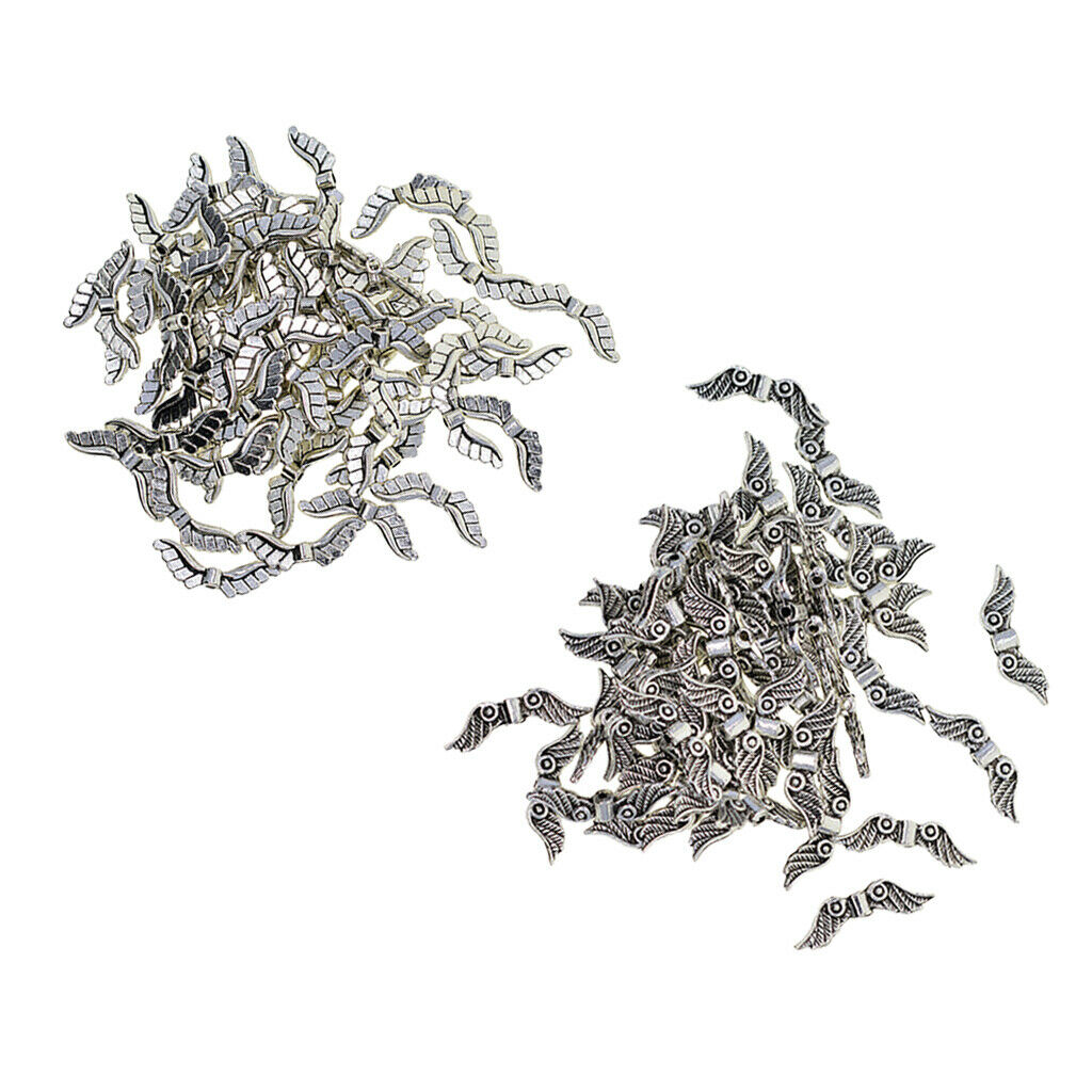100pcs 23x8mm Angel Wings Charm Pendant Beads Jewelry Necklace
